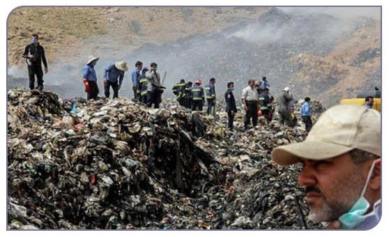 حادثه آتش سوزی سایت زباله برمشور شیراز