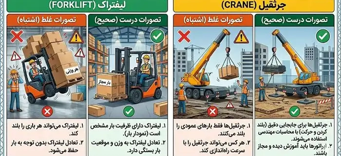 تصورات درست و غلط در مورد جرثقیل و لیفتراک